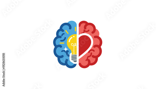 Creative mind with heart and lightbulb moment