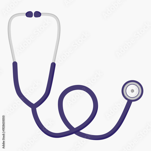 Vector stethoscope illustration. Symbolizes professional medical auscultation, cardiovascular checkups, and diagnostic expertise in cardiology and general healthcare.