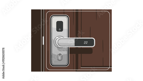 Modern electronic door lock with digital display and secure handle