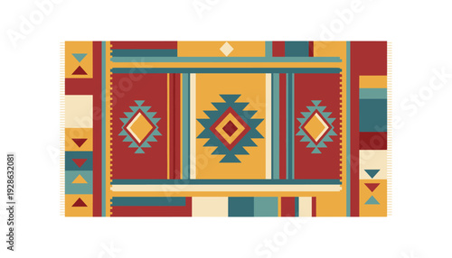 Vibrant Southwestern rug with geometric pattern