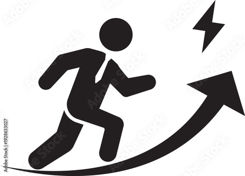 Business growth and success with lightning speed icon