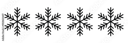 Snowflake icons line art, minimalist elegant winter and Christmas decorative elements featuring clean outlines for holiday design projects.