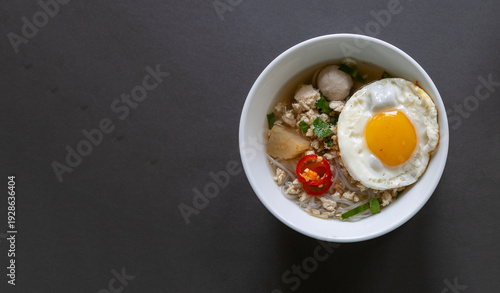 Bowl of Ramen Soup with Egg...