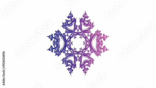 Stunning geometric fractal snowflake design with gradient hues of purple and teal, perfect for winter themes