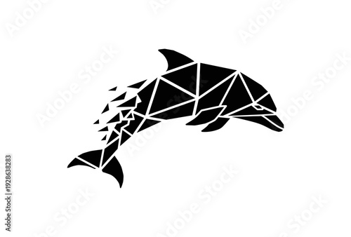 Geometric dolphin silhouette with abstract low poly design