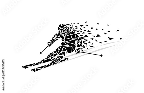 Dynamic geometric skier with fragmenting effect