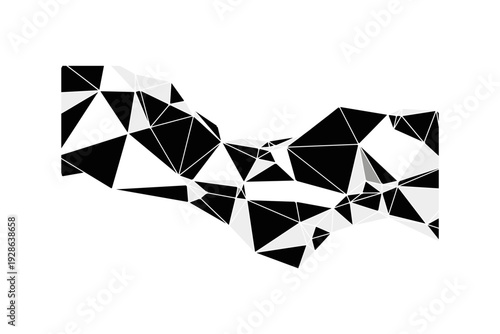 Black and white geometric abstract shape with polygonal low poly design