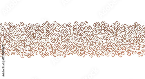 Seamless pattern of outline coffee beans on white background