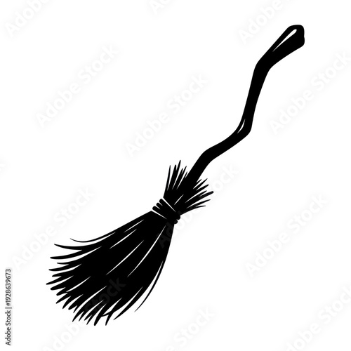 Witch's Broomstick Flying Silhouette