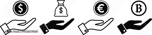 Currency exchange and transfer icons