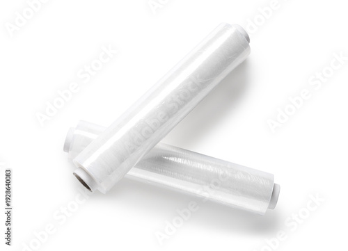 Rolls of stretch wrap on wh...