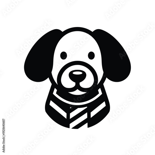Cute cartoon dog wearing a stylish scarf and looking cheerful