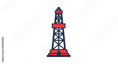 Oil Rig Vector Illustration, Flat Design, Energy Industry, Isolated Graphic
