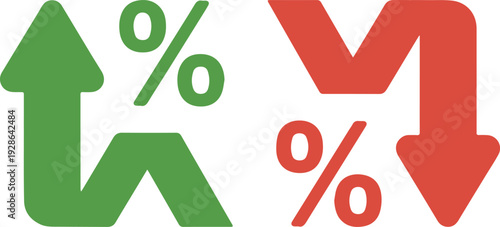 Percentage Growth and Decline Icons – Percent Arrow Up and Down Business Finance Symbols Vector