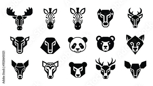 Collection of diverse stylized skull designs in black and white monochrome