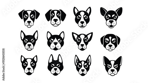 Playful collection of stylized animal faces in a symmetrical grid pattern