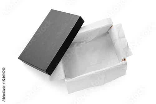 Empty black shoebox isolate...