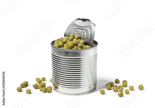 Tin can with canned green p...