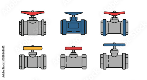 Ball Valve Line art soft tone color illustration