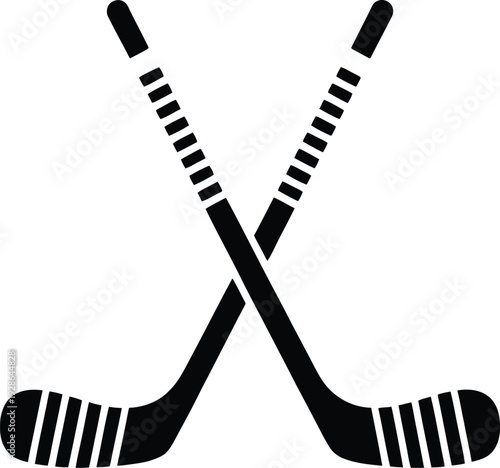 Two Crossed Hockey Sticks Symbol on White Background Vector