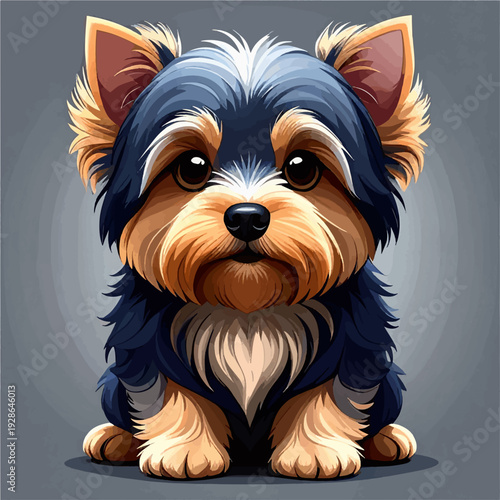 Yorkshire Terrier Welpe – Niedlicher Comic Vektor, weißer Hintergrund