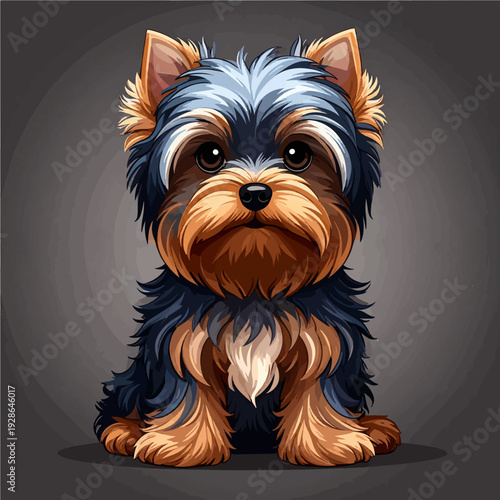 Yorkshire Terrier Welpe – Niedlicher Comic Vektor, weißer Hintergrund