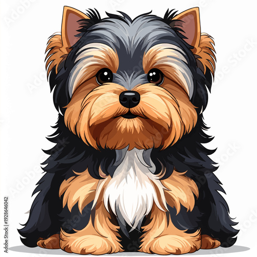 Yorkshire Terrier Welpe – Niedlicher Comic Vektor, weißer Hintergrund