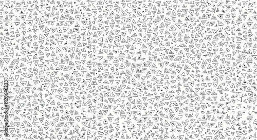 Padrão abstrato e minimalista de pequenos triângulos pretos e brancos espalhados aleatoriamente, criando uma textura geométrica moderna e dinâmica.
