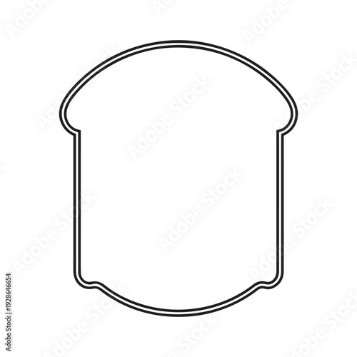 Black outline of a slice of bread on white background black and white food