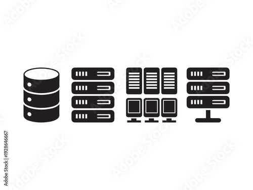 Black of database server rack and computer monitors data storage