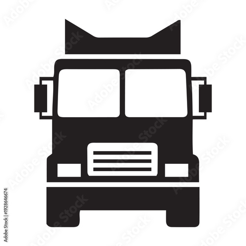 Black silhouette of a truck viewed from the front lorry vehicle transport transportation