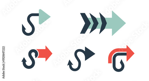 Arrow with Hook Line abstract elegant tone illustration