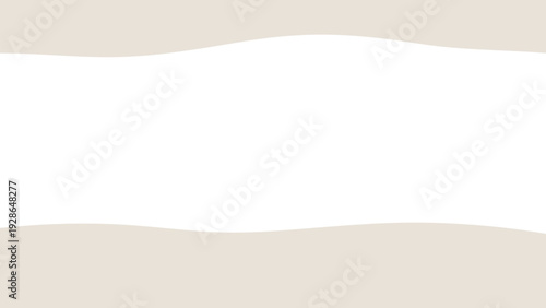 ベージュと白の緩やかなウェーブ背景、モダンな抽象流体シェイプのベクターイラスト。やわらか曲線のLP背景。Webセクション背景 ベージュカラーの横帯デザイン。Minimal Organic Curve Horizontal Web Background.