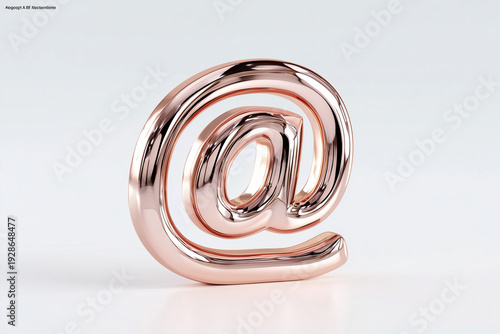 Rose Gold Metallic At Sign Symbol on Light Background