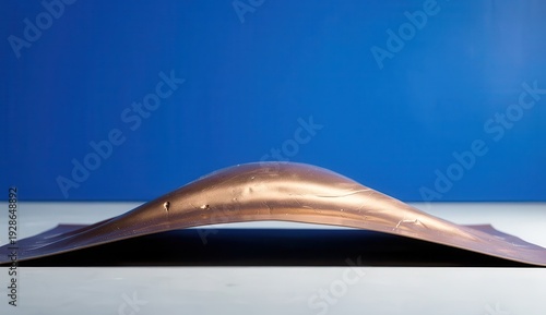 Wallpaper Mural Curved metal roofing sheet arching over flat surface against blue background with copy space, industrial construction material concept for roofing system, architecture, and modern building design Torontodigital.ca