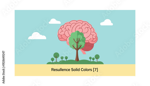 Vibrant brain and tree illustration for mental wellness and growth