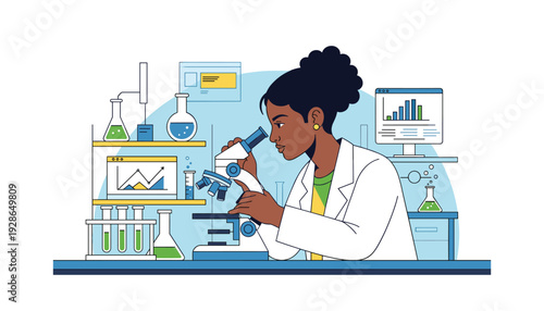 Focused scientist examining samples in modern laboratory setting
