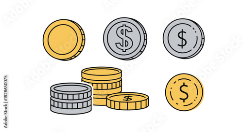 Bullion Coins Line creative smooth modern illustration