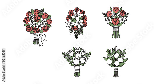 Bridal Bouquet Line abstract bright tone vector