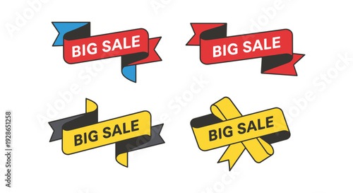 Fotografie Big sale ribbon Line clean modern color vector