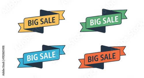 Big sale ribbon Line clean modern creative illustration