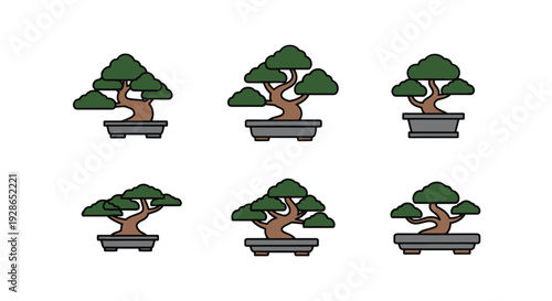 Bonsai tree Line art colorful design illustration