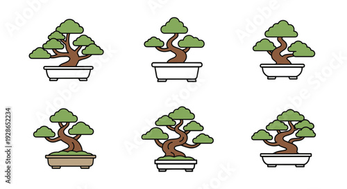 Bonsai tree Line art clean modern abstract illustration