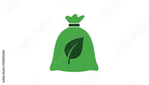Green biodegradable bag with leaf symbol for eco friendly packaging solutions