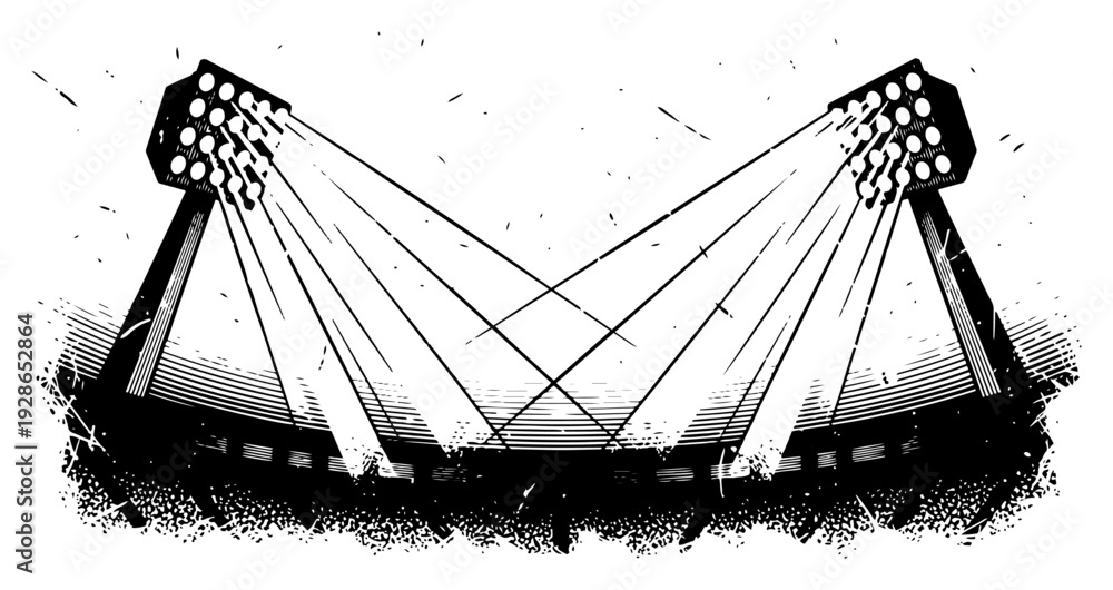 Εκτύπωση καμβά Dramatic stadium floodlights with bright beams of light over arena background