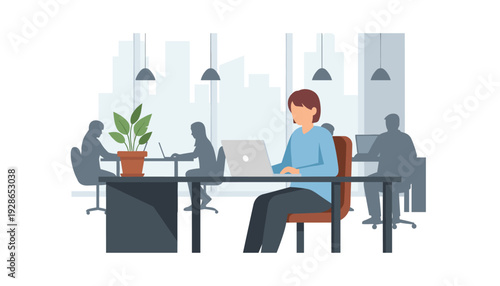 Professional woman working in modern office space