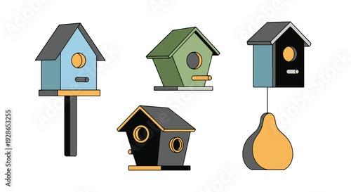 Birdhouse Line art modern smooth style vector