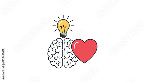Creative idea with heart and brain