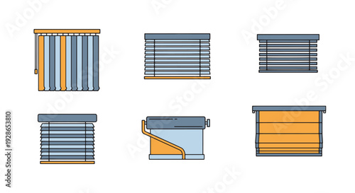 Blinds Line art abstract bold color illustration