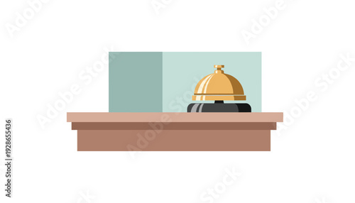 Modern hotel service bell on wooden counter